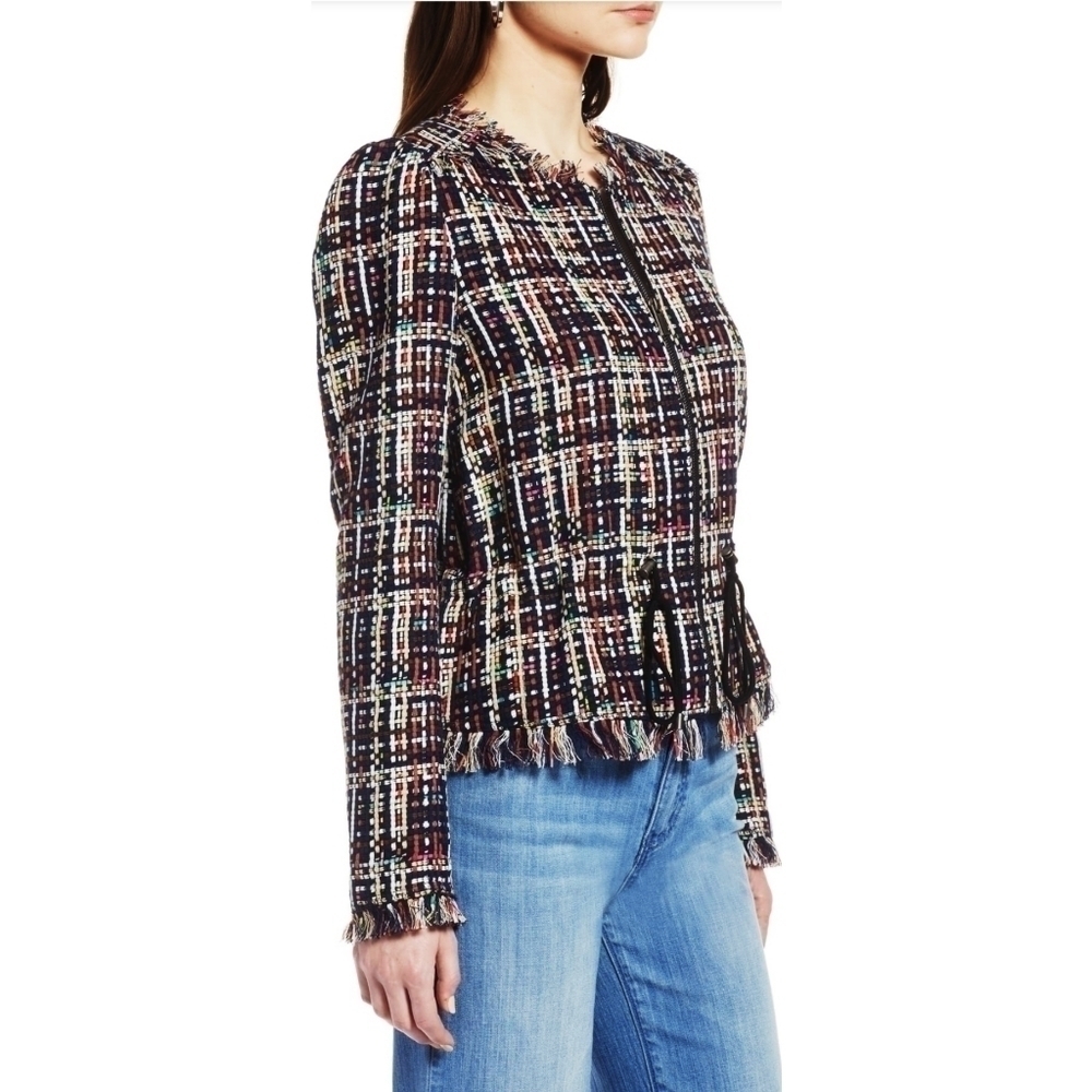 NEW Halogen Multi Colored Tweed Drawstring Waist Jacket